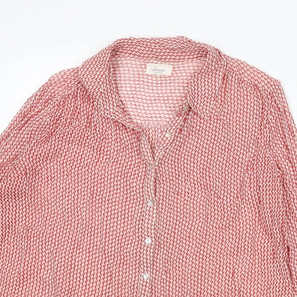 Womens UK Size 12 Linea Red Basic Button-Up