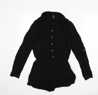 FOREVER 21 Womens Black Viscose Romper One-Piece Size S Button