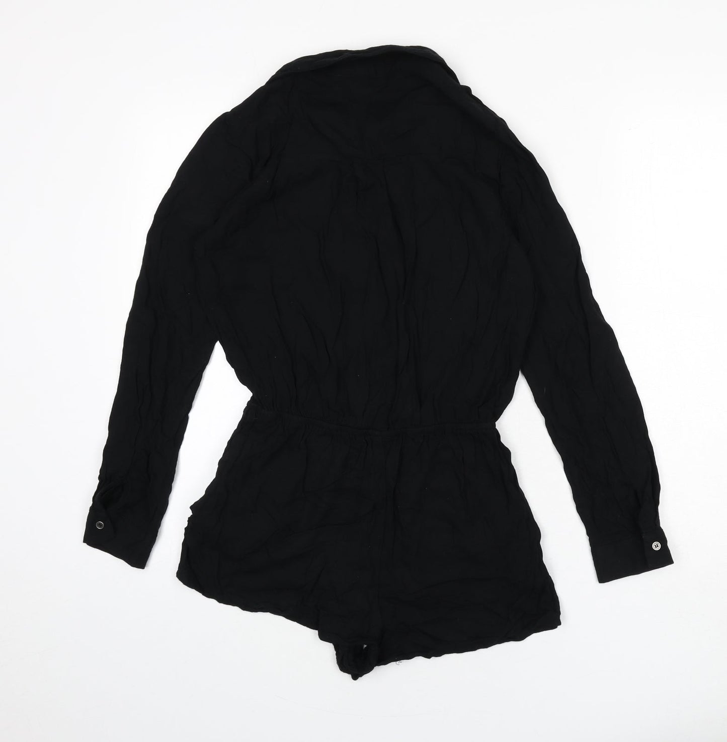 FOREVER 21 Womens Black Viscose Romper One-Piece Size S Button