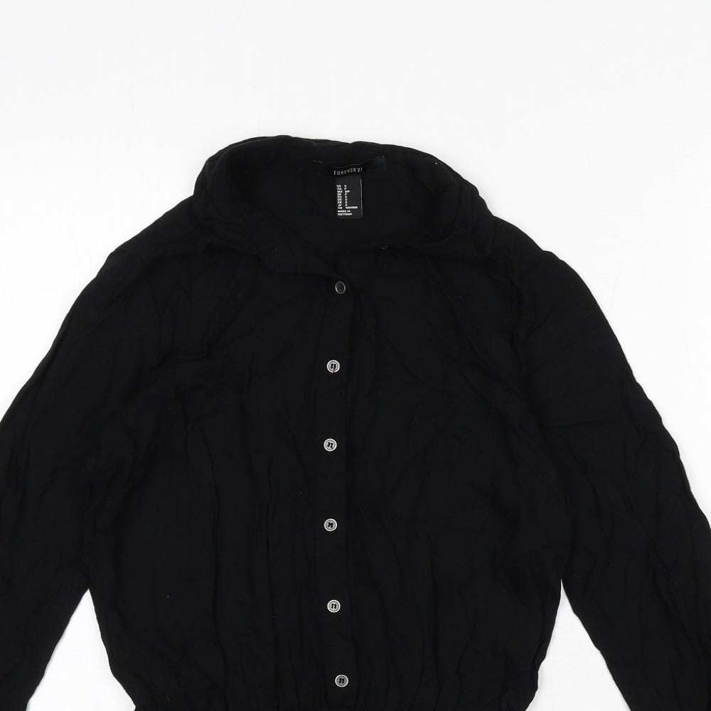 FOREVER 21 Womens Black Viscose Romper One-Piece Size S Button