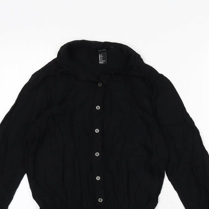 FOREVER 21 Womens Black Viscose Romper One-Piece Size S Button