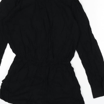 FOREVER 21 Womens Black Viscose Romper One-Piece Size S Button