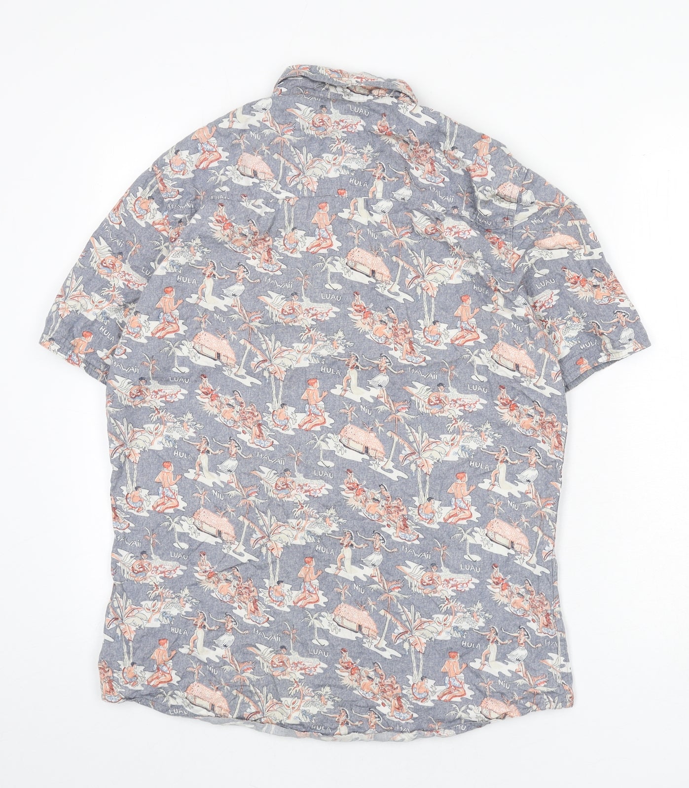 NEXT Mens Multicoloured Geometric Cotton Button-Up Size M Collared Button - Hawaii, Beach, Surfing