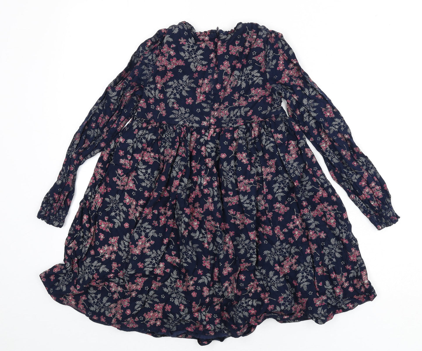 The Prairie Girls Blue Floral Viscose Fit & Flare Size 7 Years Round Neck Zip