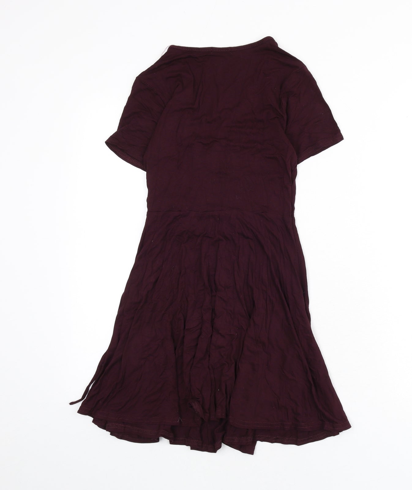 Boohoo Womens Red Viscose Wrap Dress Size 8 V-Neck Tie