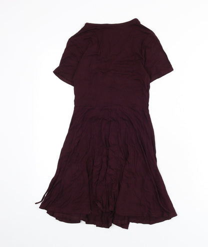 Boohoo Womens Red Viscose Wrap Dress Size 8 V-Neck Tie