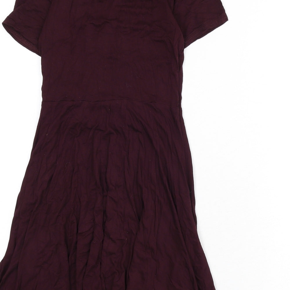 Boohoo Womens Red Viscose Wrap Dress Size 8 V-Neck Tie