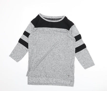 L.o.v Womens Grey Polyester Basic T-Shirt Size S Round Neck - Mesh Panels