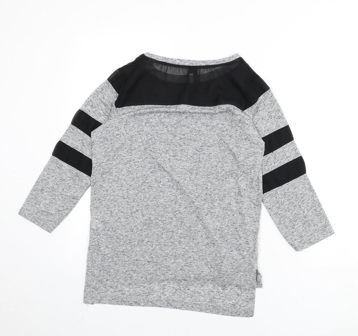 L.o.v Womens Grey Polyester Basic T-Shirt Size S Round Neck - Mesh Panels