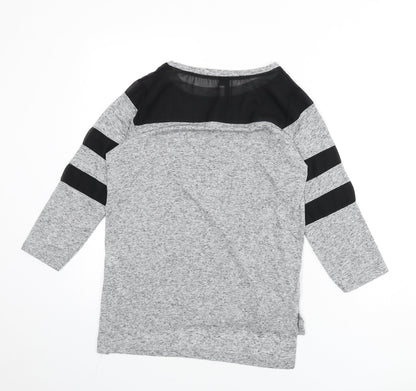 L.o.v Womens Grey Polyester Basic T-Shirt Size S Round Neck - Mesh Panels