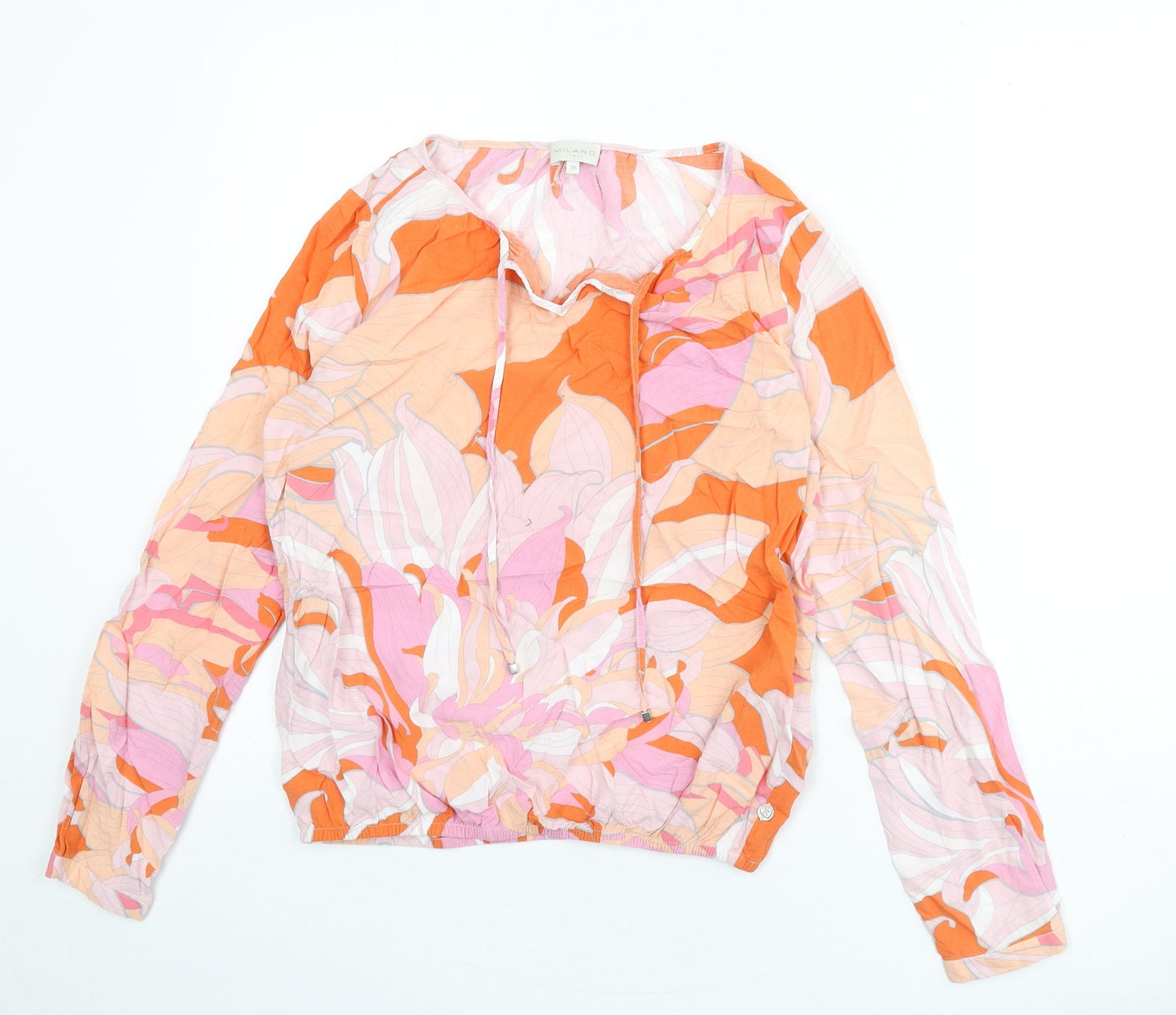 Milano Womens Multicoloured Geometric Viscose Basic Blouse Size 6 V-Neck