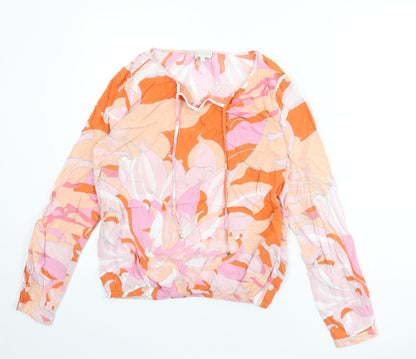 Milano Womens Multicoloured Geometric Viscose Basic Blouse Size 6 V-Neck