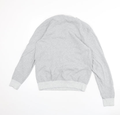 Marks and Spencer Mens Grey Round Neck Acrylic Pullover Jumper Size M Long Sleeve