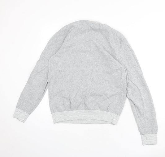 Marks and Spencer Mens Grey Round Neck Acrylic Pullover Jumper Size M Long Sleeve