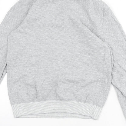 Marks and Spencer Mens Grey Round Neck Acrylic Pullover Jumper Size M Long Sleeve