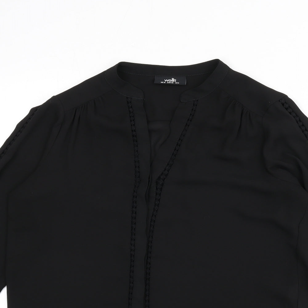 Womens UK Size 10 Wallis Black Basic Button-Up