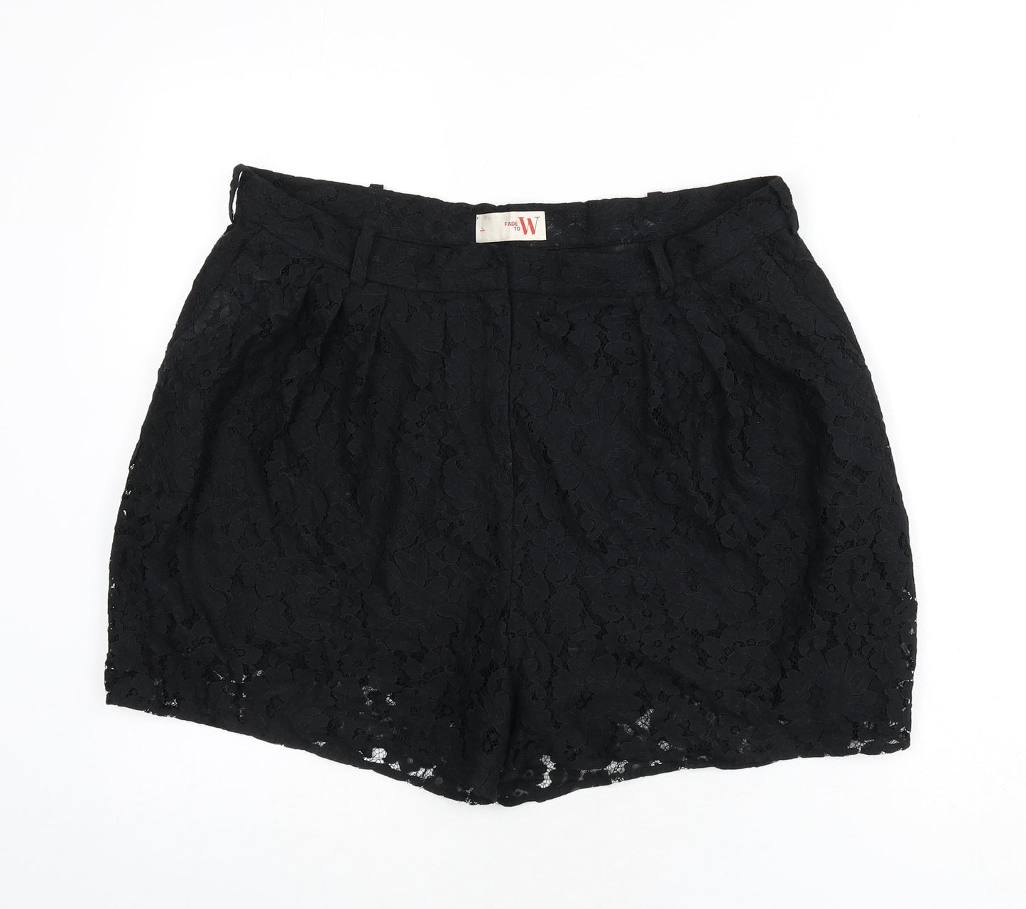 Weekday Womens Black Floral Polyamide Basic Shorts Size L L3 in Regular Zip - Lace Overlay
