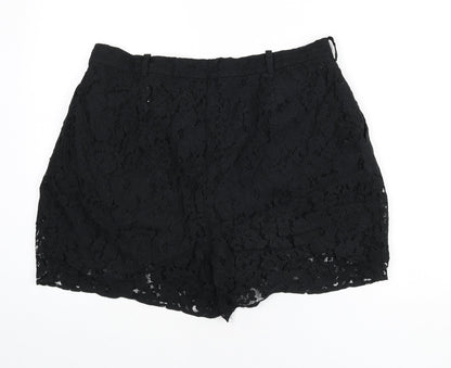 Weekday Womens Black Floral Polyamide Basic Shorts Size L L3 in Regular Zip - Lace Overlay