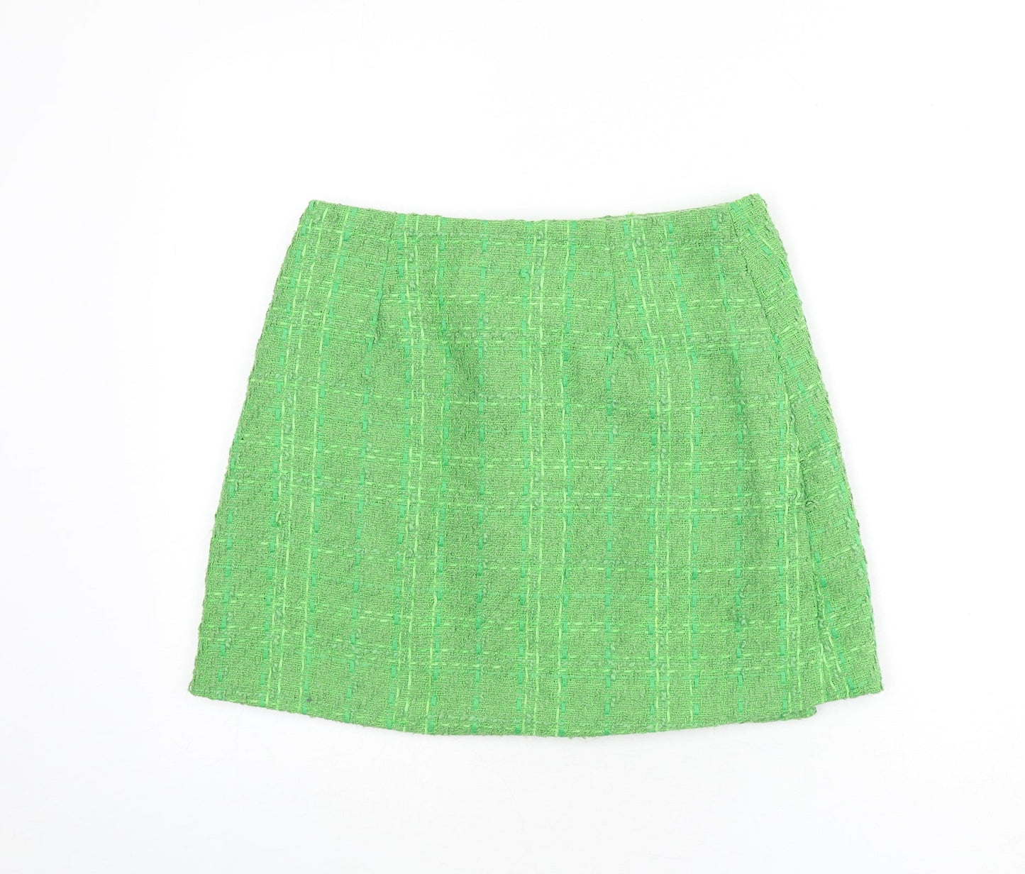 Oasis Womens Green Geometric Polyester A-Line Skirt Size 10 Button