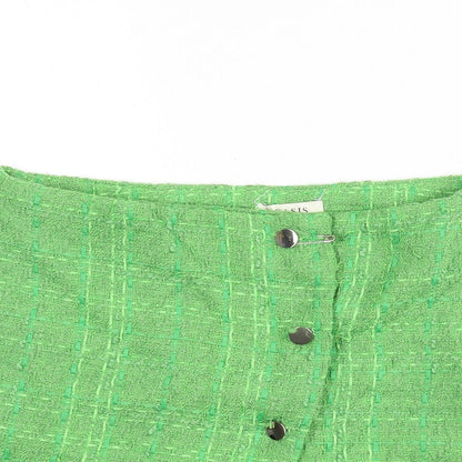 Oasis Womens Green Geometric Polyester A-Line Skirt Size 10 Button