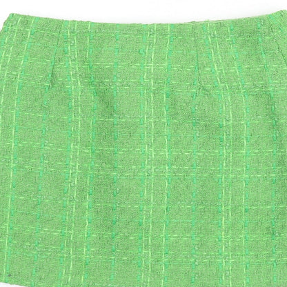 Oasis Womens Green Geometric Polyester A-Line Skirt Size 10 Button