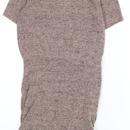 Zara Womens Pink Polyester Mini Size S V-Neck Pullover - Ruched Side
