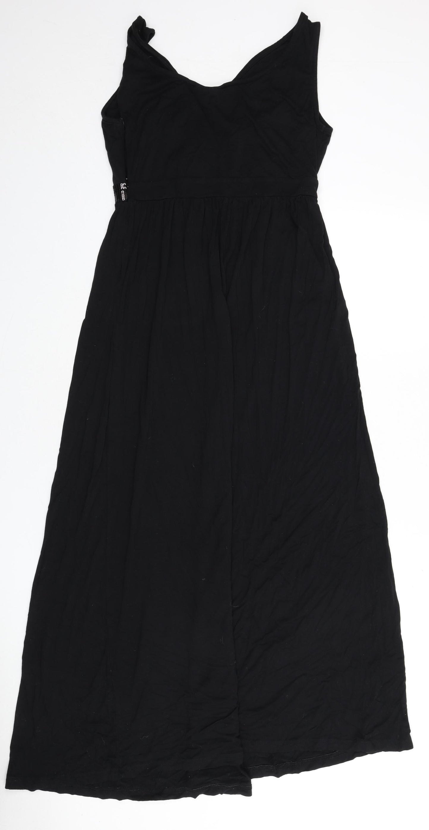 JoJo Maman Bébé Womens Black Viscose Maxi Size M V-Neck Zip