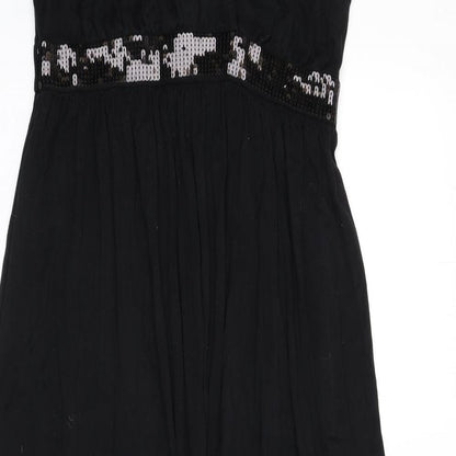 JoJo Maman Bébé Womens Black Viscose Maxi Size M V-Neck Zip