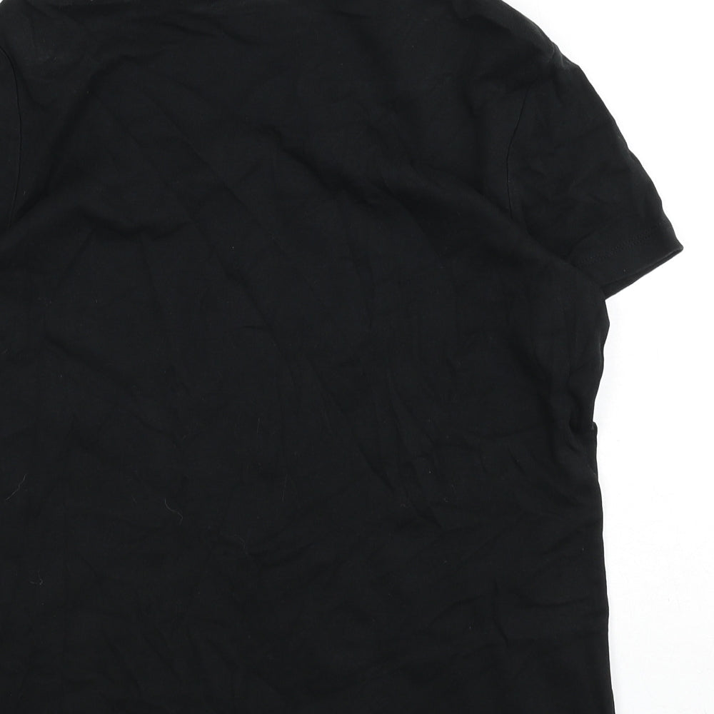 Bonmarché Womens Black 100% Cotton Basic T-Shirt Size M Scoop Neck