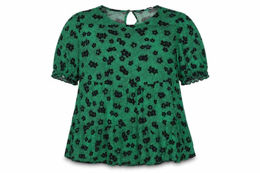 New Look Womens Green Floral Viscose Basic Blouse Size 12 Round Neck - Polka Dot