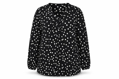 Live Unlimited London Womens Black Polka Dot Polyester Basic T-Shirt Size 16 V-Neck