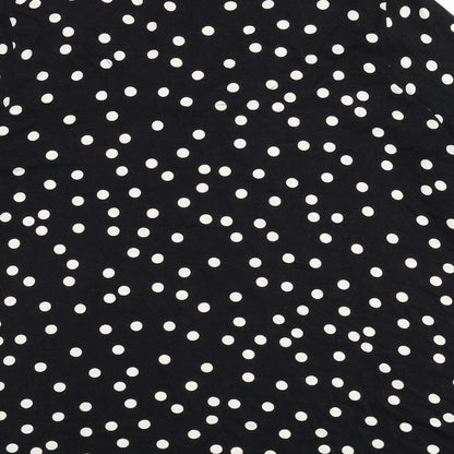 Live Unlimited London Womens Black Polka Dot Polyester Basic T-Shirt Size 16 V-Neck