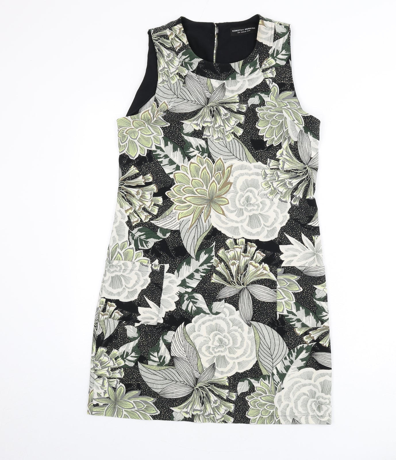 Dorothy Perkins Womens Multicoloured Floral Polyester Sheath Size 10 Round Neck Button - Leopard Print