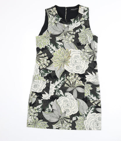 Dorothy Perkins Womens Multicoloured Floral Polyester Sheath Size 10 Round Neck Button - Leopard Print