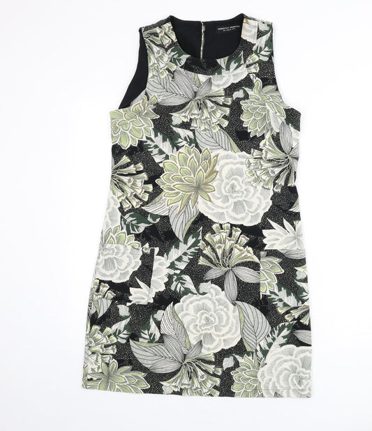 Dorothy Perkins Womens Multicoloured Floral Polyester Sheath Size 10 Round Neck Button - Leopard Print