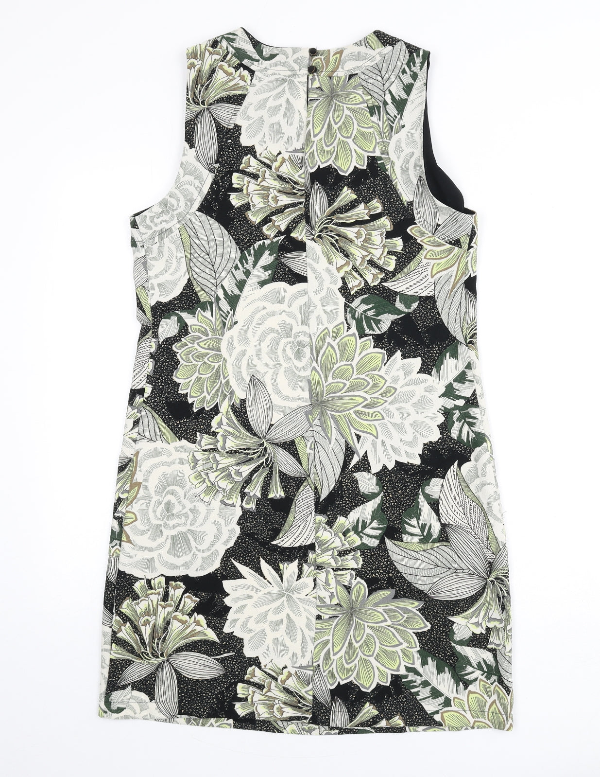 Dorothy Perkins Womens Multicoloured Floral Polyester Sheath Size 10 Round Neck Button - Leopard Print