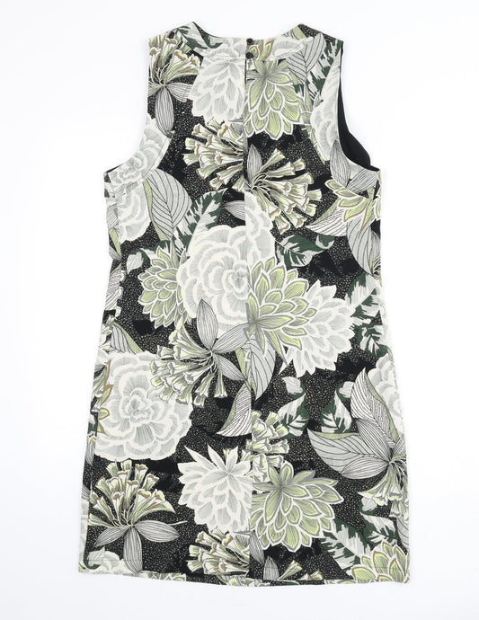 Dorothy Perkins Womens Multicoloured Floral Polyester Sheath Size 10 Round Neck Button - Leopard Print