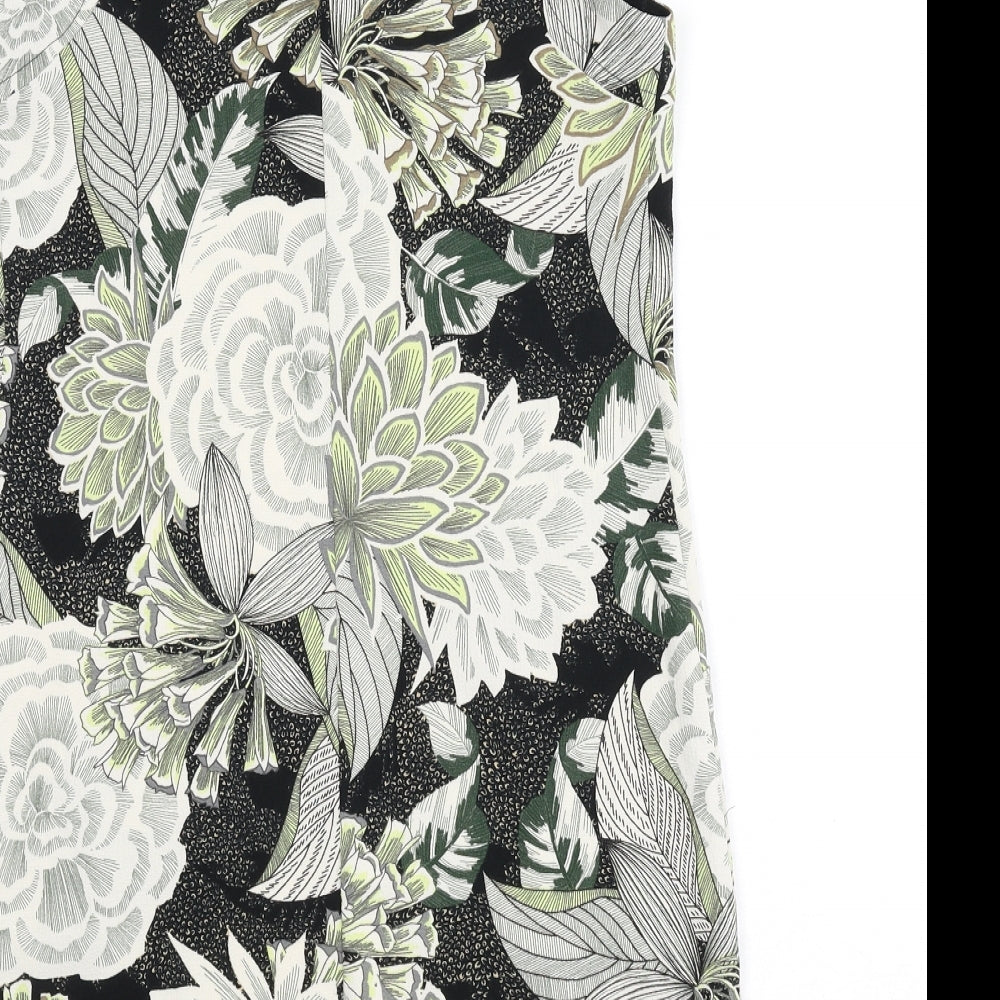 Dorothy Perkins Womens Multicoloured Floral Polyester Sheath Size 10 Round Neck Button - Leopard Print