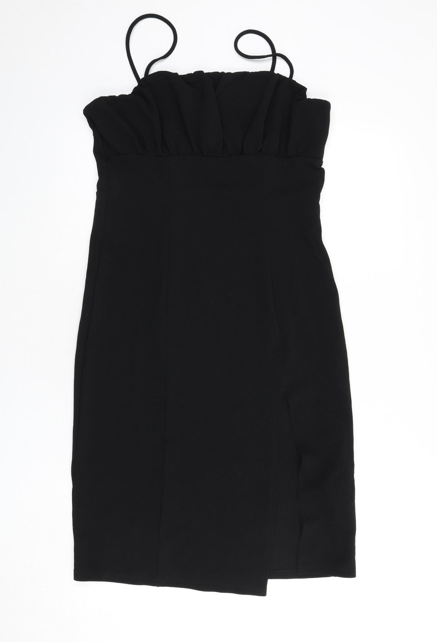Divided by H&M Womens Black Polyester Bodycon Size L Square Neck Pullover - Slit