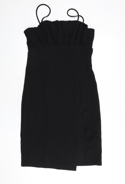 Divided by H&M Womens Black Polyester Bodycon Size L Square Neck Pullover - Slit