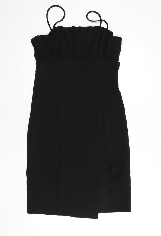 Divided by H&M Womens Black Polyester Bodycon Size L Square Neck Pullover - Slit