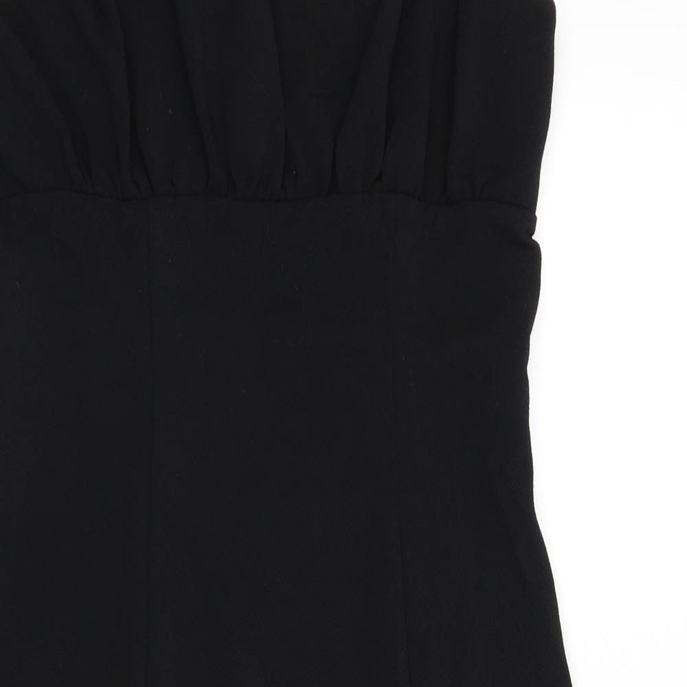 Divided by H&M Womens Black Polyester Bodycon Size L Square Neck Pullover - Slit