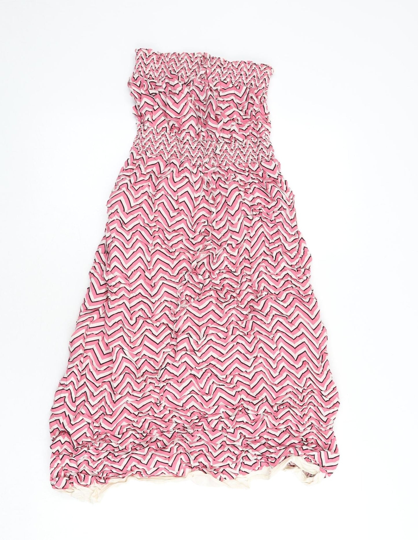 Dorothy Perkins Womens Multicoloured Geometric Viscose A-Line Size 12 Off the Shoulder Pullover - Zig Zag Pattern