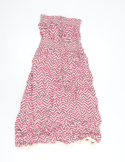 Dorothy Perkins Womens Multicoloured Geometric Viscose A-Line Size 12 Off the Shoulder Pullover - Zig Zag Pattern