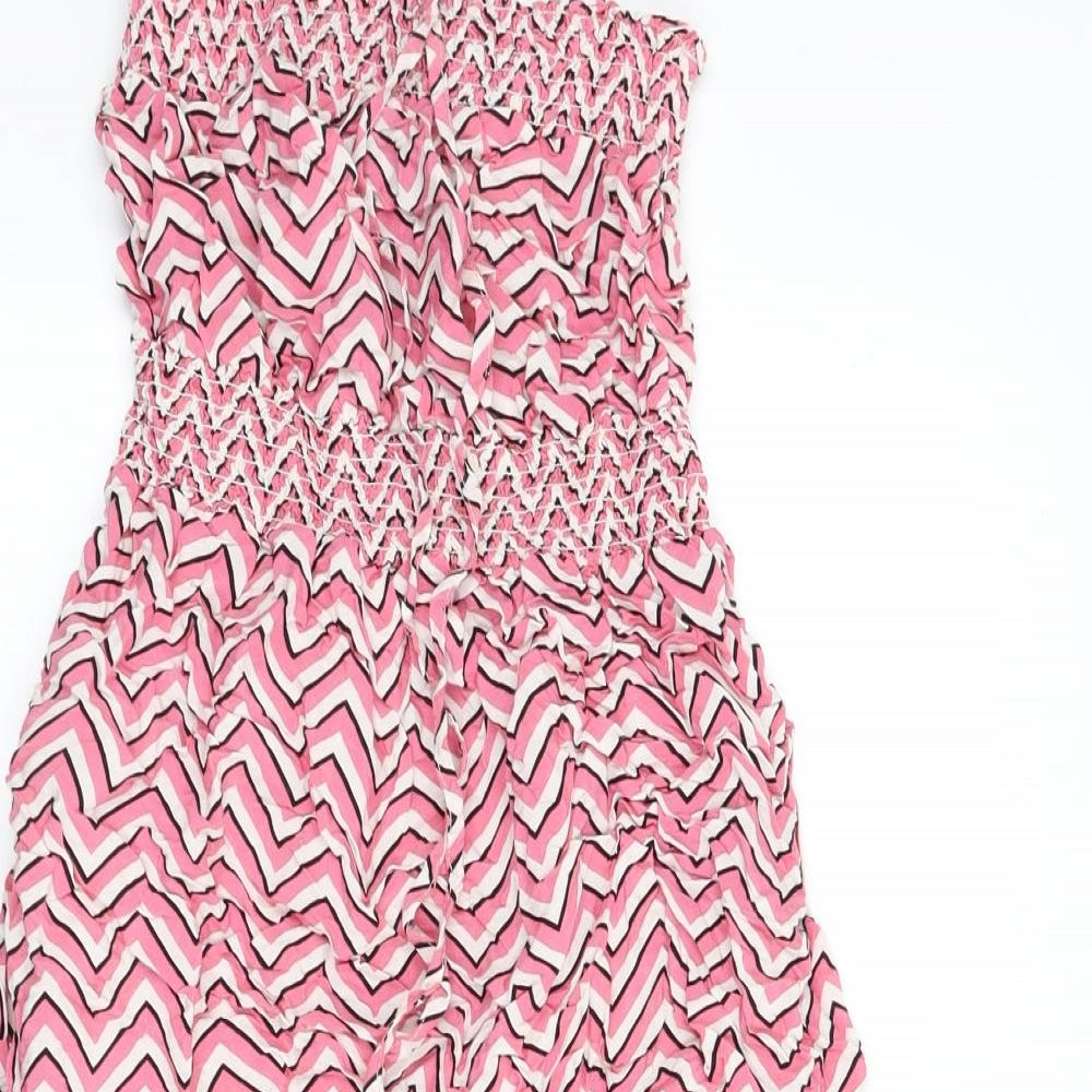 Dorothy Perkins Womens Multicoloured Geometric Viscose A-Line Size 12 Off the Shoulder Pullover - Zig Zag Pattern