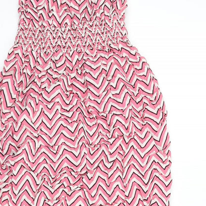 Dorothy Perkins Womens Multicoloured Geometric Viscose A-Line Size 12 Off the Shoulder Pullover - Zig Zag Pattern