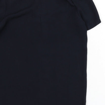 Briefing Womens Blue Polyester Basic Blouse Size 8 Boat Neck