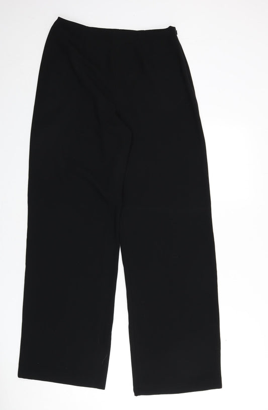 St Michael Womens Black Polyester Trousers Size 14 L30 in Regular Zip
