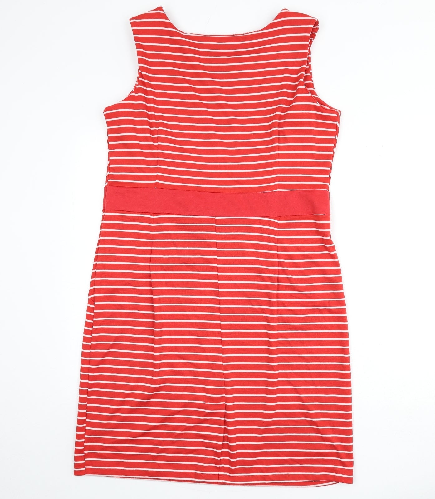 Epilogue Womens Red Striped Polyester Pencil Dress Size 16 Boat Neck Pullover - Slit