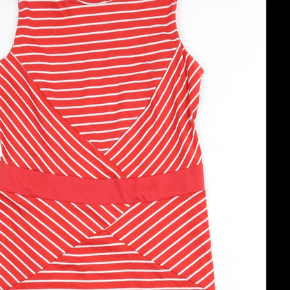 Epilogue Womens Red Striped Polyester Pencil Dress Size 16 Boat Neck Pullover - Slit